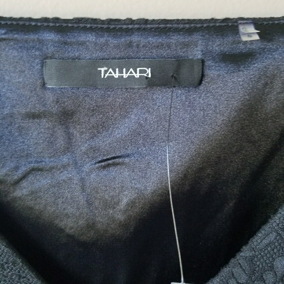 NEW! TAHARI Black Brocade Pattern Sleeveless Peplum Top Large. - Picture 3 of 7